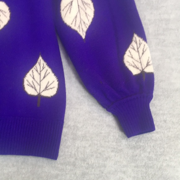 ST. JOHN Separates Falling Leaves Design  Rib Knit Mock Neck Sweater - Picture 6 of 16